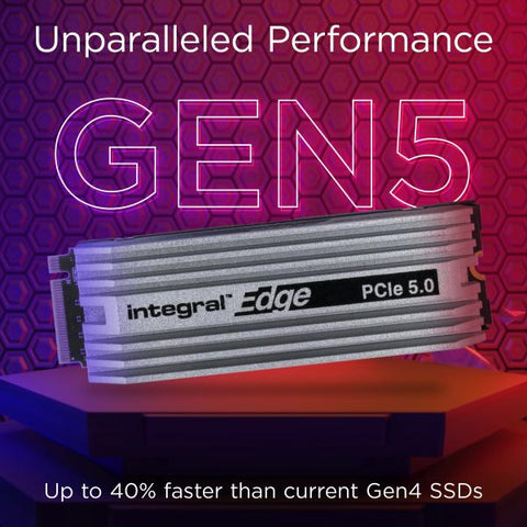 Integral INSSD2TM2280G5EDGEHSX drives allo stato solido 2 TB M.2 PCI Express 5.0 NVMe TLC (2TB - 2000GB SSD M.2 2280 NVME 2.0 PCIe Gen5 x4 R-12000MBs W-10000MBs IOPS R-1400K W-1400K TLC TBW 1400 WITH