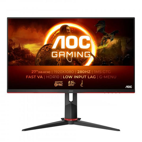 AOC G2 27G2ZN3/BK Monitor PC 68,6 cm [27] 1920 x 1080 Pixel Full HD LCD Nero, Rosso (27 INCH FHD 280Hz 2 HDMI DP HA)