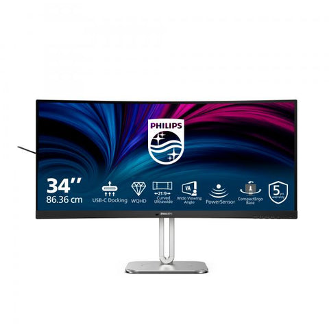 Monitor Philips serie 5000 34B2U5600C/00 para PC, 86,4 cm [34], 3440 x 1440 píxeles, LCD Dual QHD Gris (34B2U5600C - 34 PULGADAS WQHD CURVO - ALTURA DEL MONITOR AJUSTABLE [3440X])