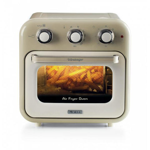 Ariete 4632 Friggitrice ad aria e forno Vintage, 1400W, 2in1, Capacità 16L, Accessori inclusi, Timer 60 minuti, Doppio vetro, Beige