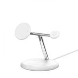 Belkin WIZ023MYWH Caricabatterie per dispositivi mobili Cuffie, Smartphone, Orologio intelligente Bianco USB Carica wireless Interno (PRO 3IN1 15W MAG CHARGING STAND WHT)
