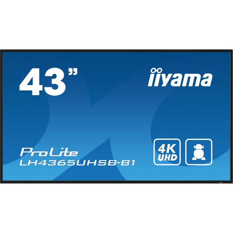 iiyama LH4365UHSB-B1 visualizzatore di messaggi Design chiosco 108 cm [42.5] LED Wi-Fi 800 cd/m 4K Ultra HD Nero Processore integrato Android 11 24/7 (iiyama LH4365UHSB-B1 Signage Display Kiosk des