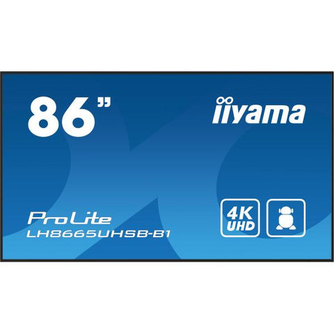 iiyama LH8665UHSB-B1 visualizzatore di messaggi Design chiosco 2,18 m [86] LED Wi-Fi 800 cd/m 4K Ultra HD Nero Processore integrato Android 11 24/7 (iiyama ProLite LH8665UHSB-B1 - 86 Categoria diag