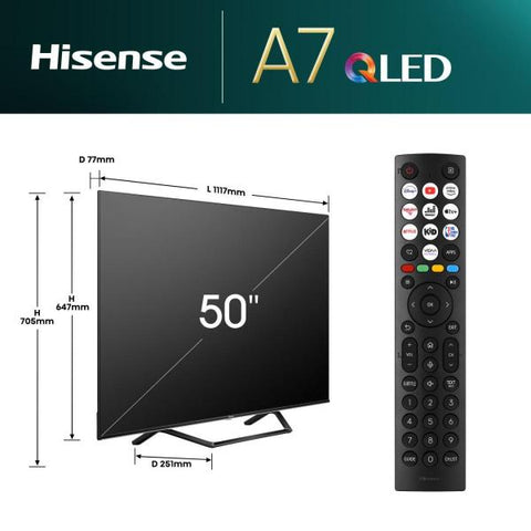 Hisense TV QLED 50" 4K Ultra HD 50A7NQ