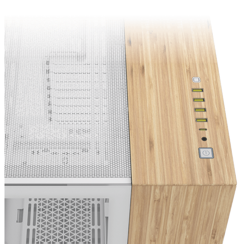 Corsair CC-9011284-WW computer case Midi Tower Bamboo, Bianco (Corsair 6500X Dual Chamber Gaming Case w/ Glass Side & Front, ATX, Mesh Panels, USB-C, Asus BTF Compatible, White/Bamboo Wood)