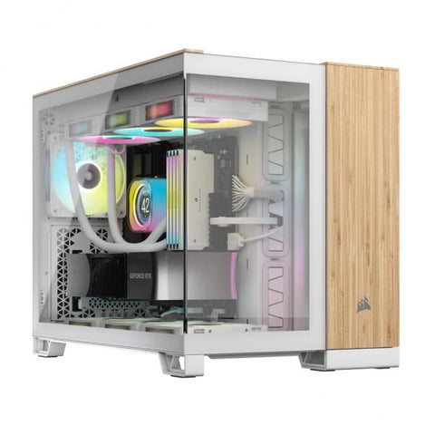 Corsair CC-9011288-WW computer case Midi Tower Bamboo, Bianco (CORSAIR 2500X MICRO ATX CASE WHT/BAMBOO)