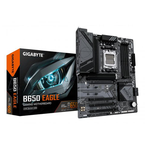 GIGABYTE B650 EAGLE Scheda madre - AMD Ryzen serie 9000, VRM a 12+2+2 fasi, fino a 7600 MHz DDR5 [OC], 1xPCIe 5.0 + 2xPCIe 4.0 M.2, LAN GbE, USB 3.2 Gen 2 (MB AMD AM5 B650 EAGLE D5 ATX)