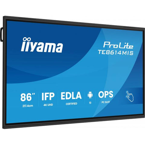 iiyama PROLITE TE8614MIS-B2AG Pannello piatto per segnaletica digitale 2,17 m [85.6] LCD Wi-Fi 435 cd/m 4K Ultra HD Nero Touch screen Processore integrato Android 24/7 (86 TE8614MIS-B2AG Interactiv