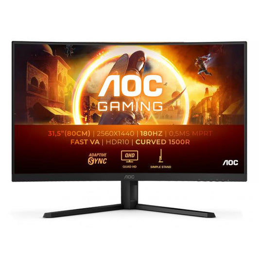 AOC G4 CQ32G4VE Monitor PC 80 cm [31.5] 2560 x 1440 Pixel Quad HD LCD Nero, Grigio (AOC Gaming CQ32G4VE sk?rm - WLED - 27)