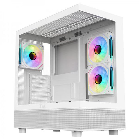 ITEK CASE SHOWBUI 42W GAMING TOWER ATX 3 x12cm ARGB FAN PANNELLO FRONTALE E LATERALE IN VETRO TEMPERATO SENZA CUCITURE BIANCO
