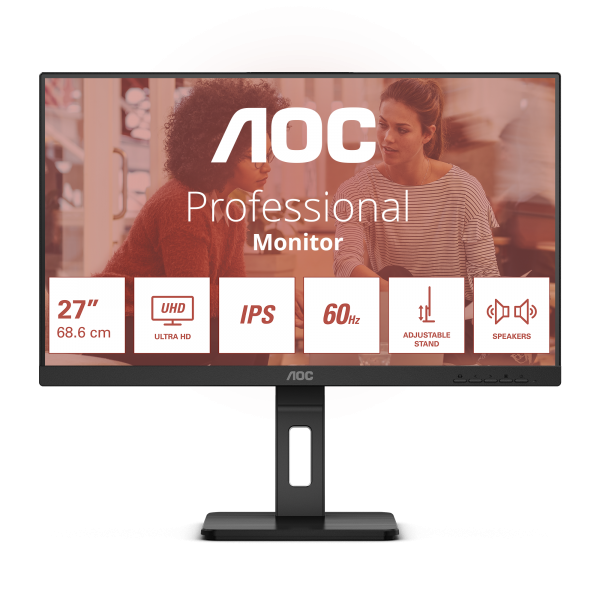 AOC E3 U27E3UF Monitor PC 68,6 cm [27] 3840 x 2160 Pixel 4K Ultra HD LED Nero (27 INCH UHD IPS 3840 x 2160 resolution)