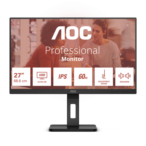AOC E3 U27E3UF Monitor PC 68,6 cm [27] 3840 x 2160 Pixel 4K Ultra HD LED Nero (27 INCH UHD IPS 3840 x 2160 resolution)