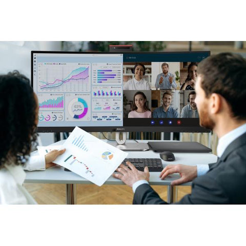 Monitor Philips serie 6000 34B2U6603CH/00 para PC, 86,4 cm [34", 3440 x 1440 píxeles, pantalla LCD Wide Quad HD gris (Philips 34B2U6603CH - Serie 6000 - monitor LED curvo - 34" - 3440 x 1440 WQHD a 120 Hz - VA)