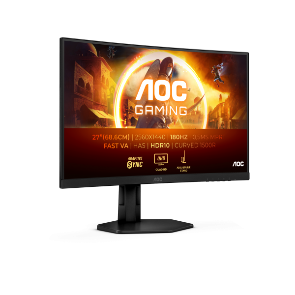 AOC G4 CQ27G4X Monitor PC 68,6 cm [27] 2560 x 1440 Pixel Quad HD LCD Nero (27 INCH Curved QHD 180Hz 2HDMI DP HA)