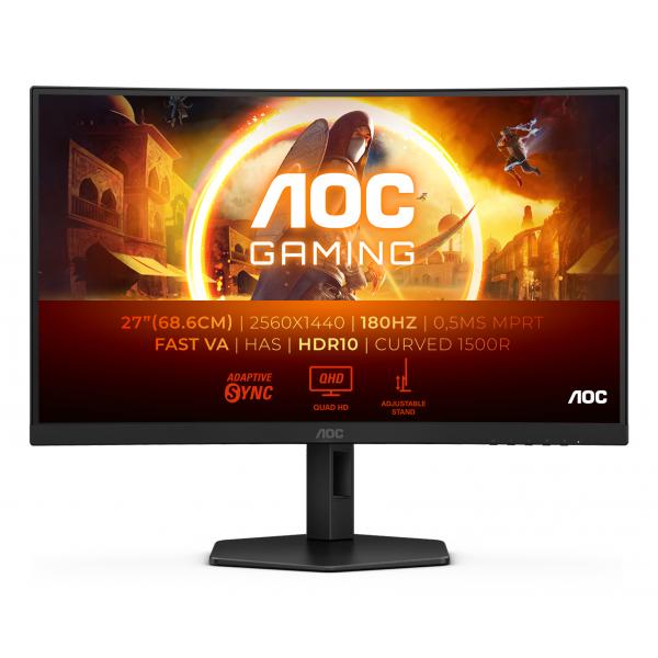 AOC G4 CQ27G4X Monitor PC 68,6 cm [27] 2560 x 1440 Pixel Quad HD LCD Nero (27 INCH Curved QHD 180Hz 2HDMI DP HA)