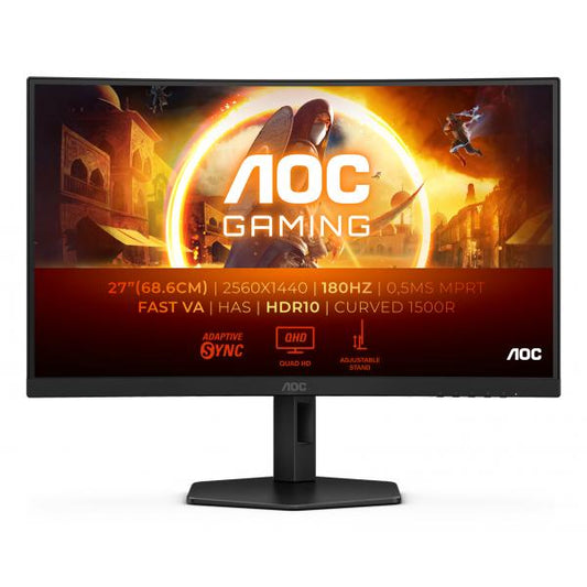 AOC G4 CQ27G4X Monitor PC 68,6 cm [27] 2560 x 1440 Pixel Quad HD LCD Nero (27 INCH Curved QHD 180Hz 2HDMI DP HA)