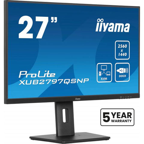 iiyama ProLite XUB2797QSNP-B1 Monitor PC 68,6 cm [27] 2560 x 1440 Pixel Quad HD LED Nero (27 PROLITE XUB2797QSNP-B1 WQHD IPS Monitor - 27 Black LED Monitor WQHD Height Adjustable Displa