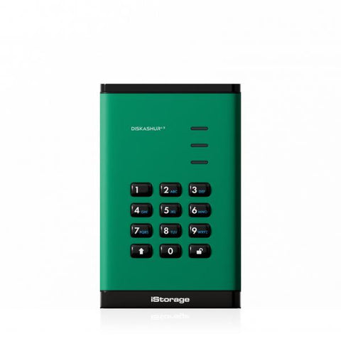 iStorage diskAshur3 HDD disco rigido esterno 4 TB 2.5 USB tipo-C 3.2 Gen 1 [3.1 Gen 1] Verde (diskAshur3 HDD 256-bit 4TB - Green)