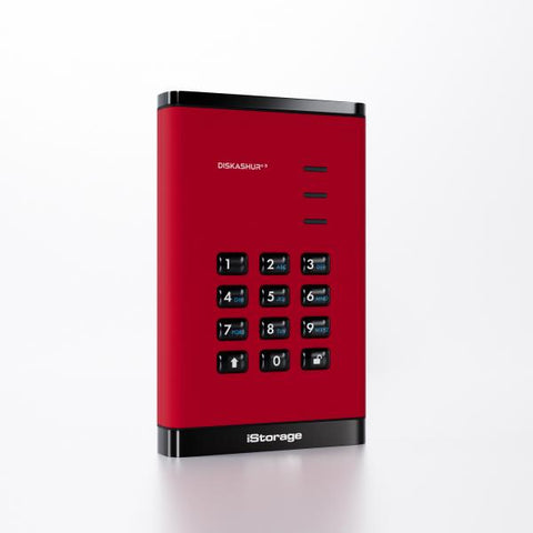 iStorage diskAshur3 HDD disco rigido esterno 4 TB 2.5 USB tipo-C 3.2 Gen 1 [3.1 Gen 1] Rosso (diskAshur3 HDD 256-bit 4TB - Red)
