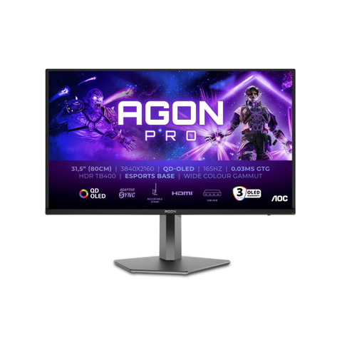 AOC AGON PRO AG326UD Monitor PC 80 cm [31.5] 3840 x 2160 Pixel 4K Ultra HD QD-OLED Nero (AGON PRO QD-OLED UHD 4K 31.5 INCH)