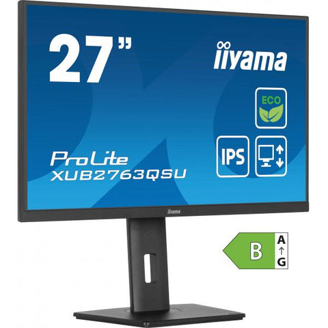 iiyama ProLite XUB2763QSU-B1 Monitor PC 68,6 cm [27] 2560 x 1440 Pixel Quad HD LED Nero (iiyama ProLite XUB2763QSU-B1 - Monitor a LED - 27 - 2560 x 1440 QHD @ 100 Hz - IPS - 350 cd/m? - 1500:1 - 2 ms