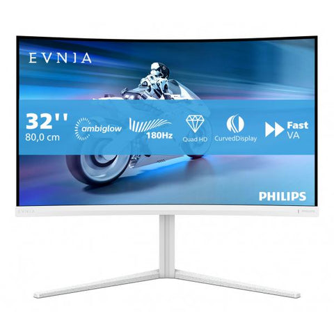 Monitor Philips Evnia 5000 32M2C5501/00 para PC, 80 cm [31,5], 2560 x 1440 píxeles, LCD Quad HD, blanco (EVNIA 5000 Ambiglow Curvo QHD 2K 180Hz)
