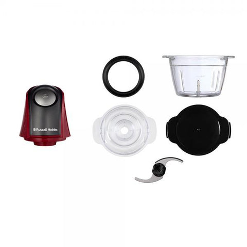 RUSSELL 27130-56 TRITATUTTO ELETTRICO 200W LAME IN ACCIAIO CIOTOLA IN VETRO DA 500 ML ROSSO