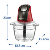 RUSSELL 27130-56 TRITATUTTO ELETTRICO 200W LAME IN ACCIAIO CIOTOLA IN VETRO DA 500 ML ROSSO