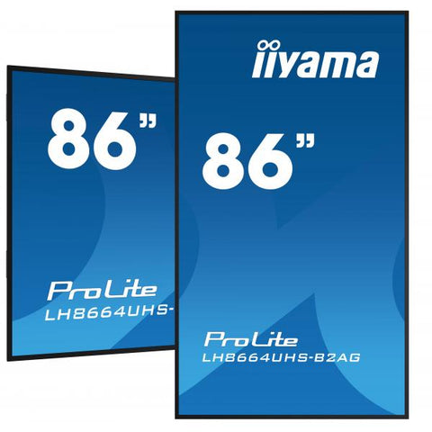 iiyama LH8664UHS-B2AG visualizzatore di messaggi Pannello piatto per segnaletica digitale 2,17 m [85.6] Wi-Fi 500 cd/m 4K Ultra HD Nero Processore integrato Android 11 24/7 (iiyama ProLite LH8664UH