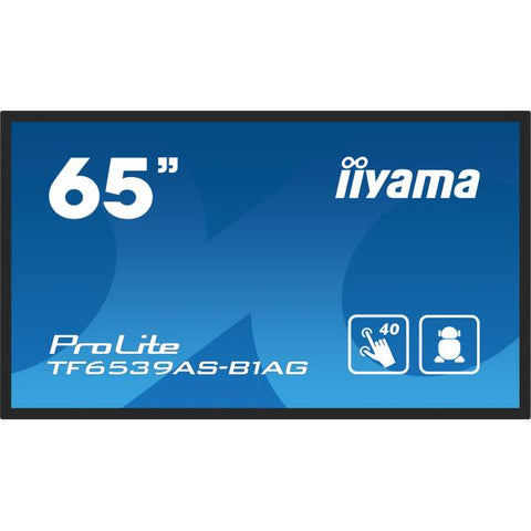 iiyama TF6539AS-B1AG visualizzatore di messaggi Pannello piatto per segnaletica digitale 163,8 cm [64.5] LED 500 cd/m 4K Ultra HD Nero Touch screen Processore integrato Android 24/7 (iiyama TF6539A