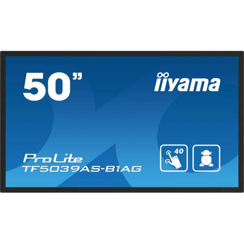 iiyama TF5039AS-B1AG visualizzatore di messaggi Pannello piatto per segnaletica digitale 125,7 cm [49.5] LED 500 cd/m 4K Ultra HD Nero Touch screen Processore integrato Android 24/7 (iiyama TF5039A