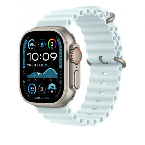 Apple Cinturino Ocean blu ghiaccio [49 mm] - Titanio naturale (-APPLE WATCH 49 ICE BLUE N TI OB)