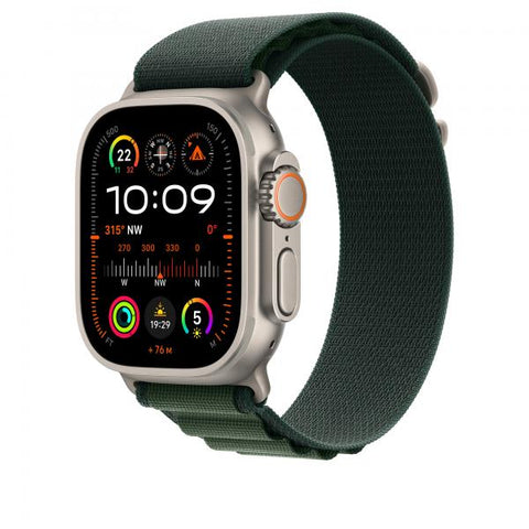 Apple Alpine Loop verde scuro [49 mm] - Large - Titanio naturale (APPLE WATCH 49 DARK GREEN N TI ALP)