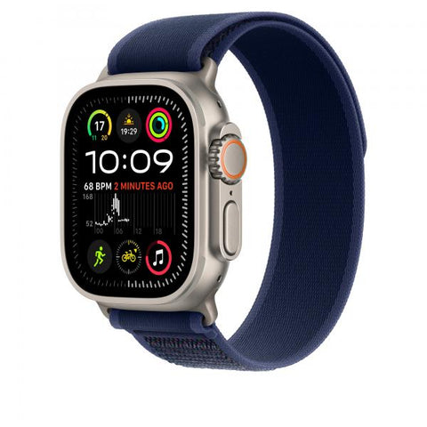 Apple Trail Loop blu [49 mm] - M/L - Titanio naturale (*APPLE WATCH 49 BLUE N TI TL M/L)