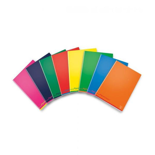 PIGNA COLORS MAXI QUADERNO PUNTO METALLICO 80 GR 210X297 mm 20 FOLGI A QUADRETTI 0Q COLORI ASSORTITI CONF 10 Pz.