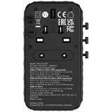 VERBATIM UNIVERSAL TRAVEL ADAPTER ADATTATORE UNIVERSALE DA VIAGGIO GaN III 85W CON CAVO USB-C INCORPORATO PER TUTTI I PAESI DEL MONDO NERO