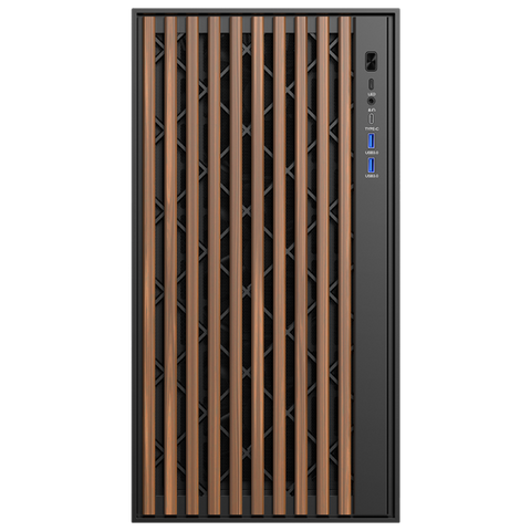 CASE ITEK TOWER "CASE WOODY" GAMING TOWER 2*USB3,1*USB-C 3*12CM FAN ARGB, TEMP GLASS SIDE PANEL, NERO+WOOD FRONT - ITGCAWO28B