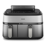 Philips 5000 series Airfryer doppio cestello con cottura a vapore, friggitrice ad aria da 9.0L, 19 metodi di cottura, App per ricette, NA555/00