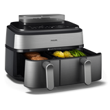 Philips 5000 series Airfryer doppio cestello con cottura a vapore, friggitrice ad aria da 9.0L, 19 metodi di cottura, App per ricette, NA555/00