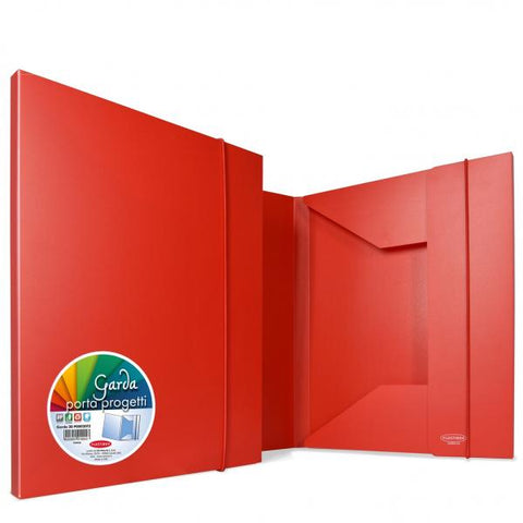 PLASTIBOR GARDA 30 CARTELLE CON ELASTICO IN PP 3 LEMBI 265X350 mm DORSO 3 CM ROSSO
