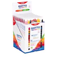 GIOTTO ESPOSITORE PASTELLO A CERA BICOLOR SCATOLA DA 12 PASTELLI COLORI ASSORTITI CONF 10 Pz.
