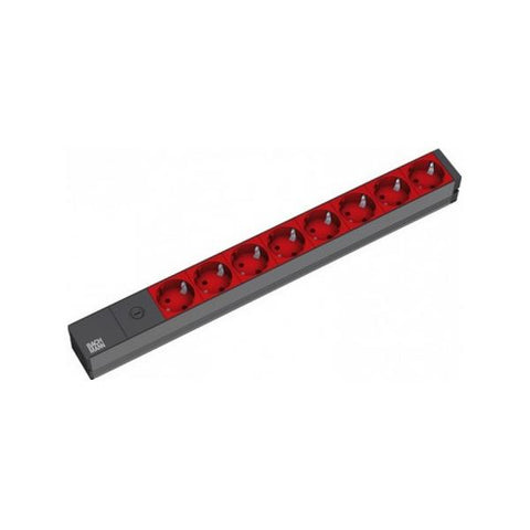 Bachmann 19'' 2m 8x Schuko H05VV-F 3G 1.00mm 8AC outlet(s) 2m Nero, Rosso prolunghe e multiple