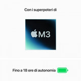 APPLE MACBOOK AIR 15" 15.3" CHIP APPLE M3 CPU 8-CORE E GPU 10-CORE RAM 16GB SSD 256GB ITALIA SPACE GREY