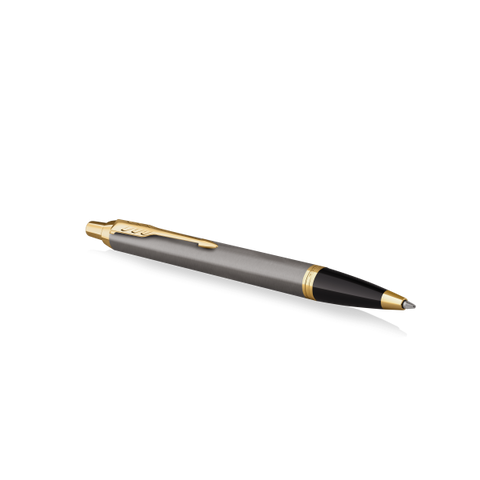 PARKER IM PENNA A SFERA PUNTA M FUSTO LACCATO GRIGIO PENNINO DORATO INCHIOSTRO BLU CONFEZIONE REGALO