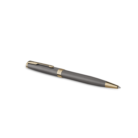 PARKER SONNET PENNA A SFERA PUNTA M FUSTO LACCATO GRIGIO CON PENNINO DORATO INCHIOSTRO NERO CONFEZIONE REGALO