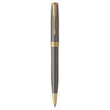 PARKER SONNET PENNA A SFERA PUNTA M FUSTO LACCATO GRIGIO CON PENNINO DORATO INCHIOSTRO NERO CONFEZIONE REGALO