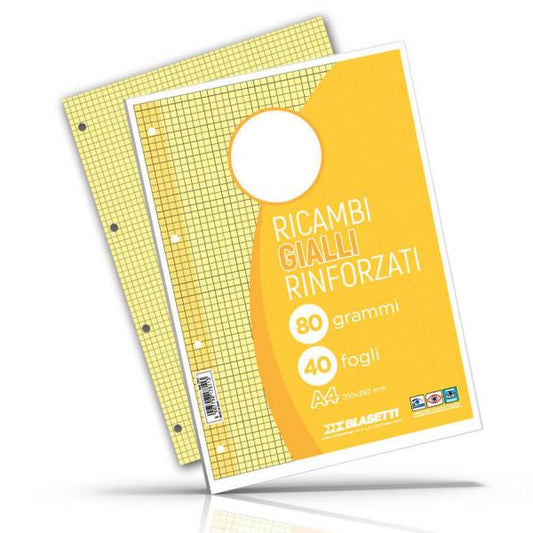 BLASETTI RICAMBI RINFORZATI A4 210X297 mm 100GR 40 FOGLI A RIGHE 1R GIALLO