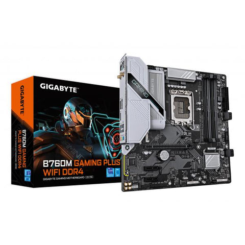 GIGABYTE B760M GAMING PLUS WIFI DDR4 Scheda madre - Supporta CPU Intel Core di 14a generazione, VRM a 4+1+1 fasi, fino a 5333 MHz DDR4 (OC), 2xPCIe 4.0 M.2, Wi-Fi 6, LAN 1 GbE, USB 3.2 Gen 1