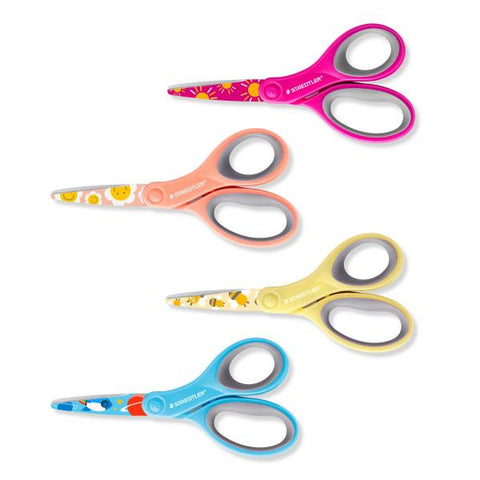 STAEDTLER FORBICI DA 14 CM IMPUGNATURA ERGONOMICA PER MANCINI PUNTA ARROTONDATA COLORI ASSORTITI PASTELLO