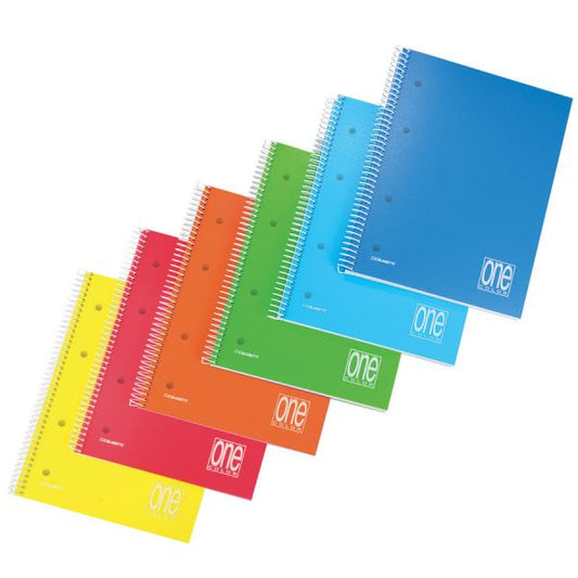 BLASETTI ONE COLOR QUADERNO SPIRALATO A4 80 GR NON FORATO QUADRETTI 5M 80 FOGLI COLORI ASSORTITI CONF 6 Pz.